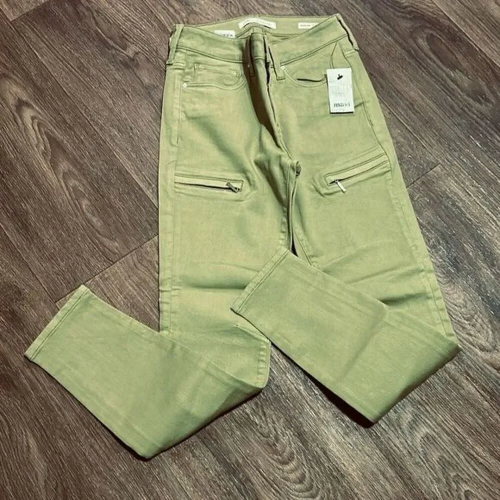 Mavi karlina green mid rise skinny jeans punk twill earthy‎